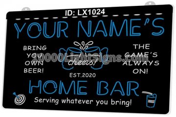 LX1024 Your Names Home Bar Cheers Serving Whatever Yor Bring