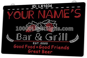 LX1034 Your Names Bar Grill Good Food Friends Great Beer