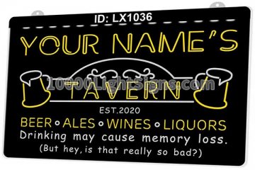 LX1036 Your Names Tavern Beer Ales Wines Liquors Bar