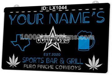 LX1044 Your Names Sports Bar Grill Puro Pinche Cowboys