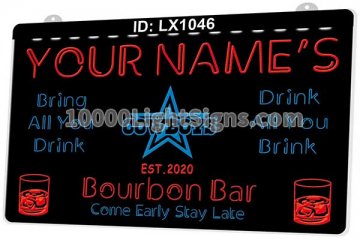 LX1046 Your Names Bourbon Bar Cowboys Come Early Stay Late