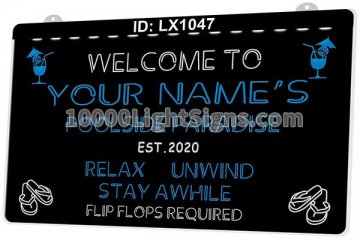 LX1047 Your Names Welcome To Poolside Paradise Relax Unwind Stay Awhile