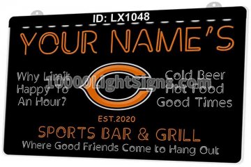LX1048 Your Names Sports Bar Grill Chicago Bears Where Good Friend Come To Hang Out