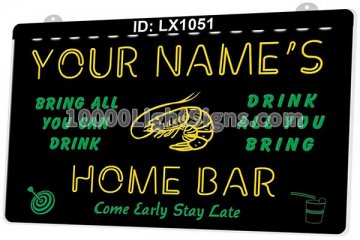 LX1051 Your Names Shrimp Home Bar Come Early Stay Late