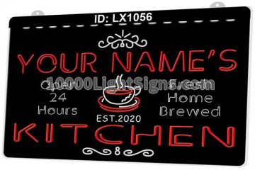 LX1056 Your Names Kitchen Open 24 Hours Fresh Home Brewed