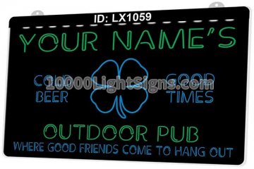 LX1059 Your Names Irish Clover Outdoor Pub Cold Beer Good Time