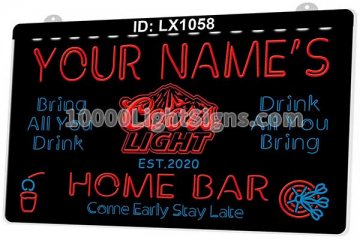 LX1058 Your Names Home Bar Coors Light Come Early Stay Late