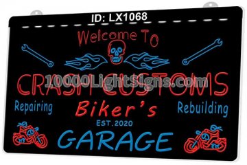 LX1068 Your Names Crash Customs Bikers Garage Repairing Rebuilding
