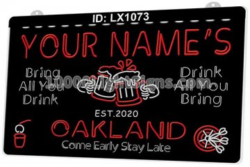 LX1073 Your Names Mug Oakland Come Early Stay Late