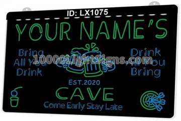 LX1075 Your Names Mug Cave Come Early Stay Late