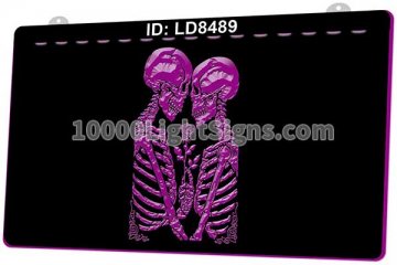 LD8489 Kissing skull Skeleton in love couple Tattoo The Kiss of Death