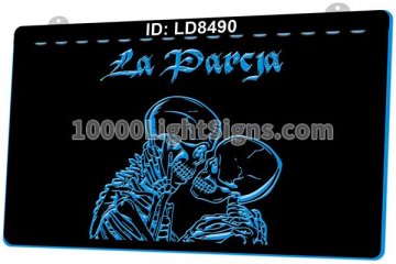 LD8490 Kissing skull Skeleton in love couple Tattoo The Kiss of Death