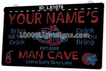 LX1078 Your Names Mug Man Cave Come Early Stay Late