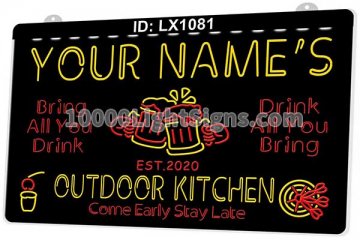 LX1081 Your Names Mug Outdoor Kitchen Come Early Stay Late