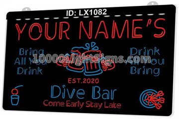 LX1082 Your Names Mug Dive Bar Come Early Stay Late