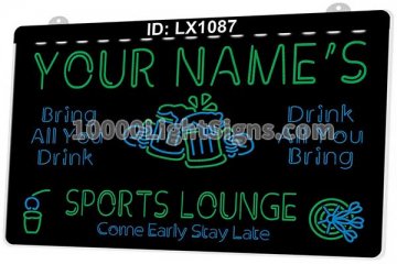 LX1087 Your Names Mug Sports Lounge Come Early Stay Late
