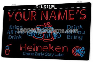 LX1100 Your Names Mug Heineken Come Early Stay Late