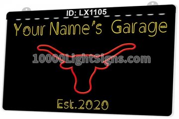 LX1105 Your Names Garage Texas Longhorns
