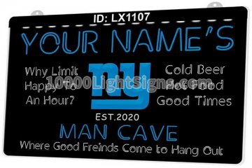 LX1107 Your Names Ny New York Giants Man Cave Where Good Friends Come to Hang Out