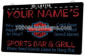 LX1116 Your Names Harley Davidson Motor Cycles Sports Bar Girll