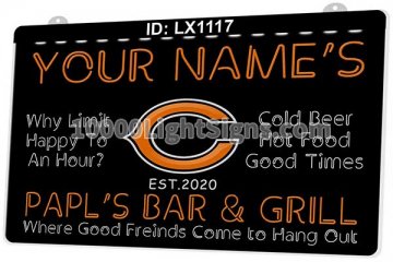 LX1117 Your Names Chicago Bears Bar Grill Where Good Friends Come to Hang Out