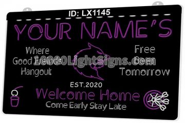 LX1145 Your Names Gray Wolf Welcome Home Come Early Stay Late