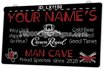 LX1150 Your Names Crown Royal Man Cave Proud Sponsor