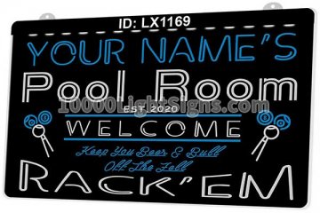LX1169 Your Names Pool Room Welcome Rack Em