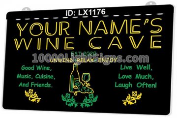 LX1176 Your Names Wine Cave Unwind Relax Enjoy