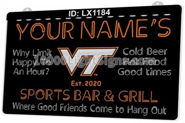 LX1184 Your Names VT Virginia Tech Hokies Sports Bar Grill