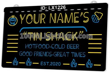 LX1226 Your Names Names Tin Shack Hot Food Cold Beer Friends Great Times