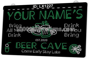 LX1227 Your Names Home Bar Mug Come Early Stay Late Beer Cave