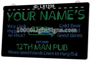 LX1235 Your Names 12th Man Pub Seattle Seahawks NFC NFL Sports