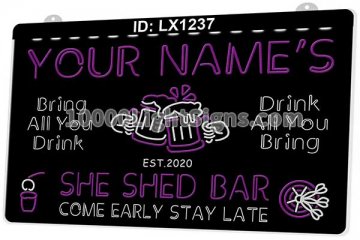 LX1237 Your Names Mug She Shed Bar Come Early Stay Late