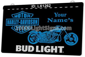 LX1262 Your Names Bud Light Beer Harley Davidson Motor Cycles