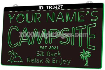 TR3427 Your Names Campsite Sit Back Relax Enjoy Palm
