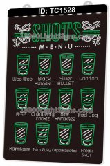 TC1528 Shots Menu Beer Wine Bar