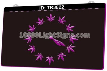 TR3822 Cannabis Leaf Clock Smoke