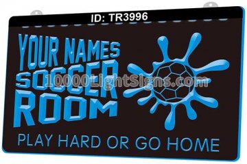 TR3996 Your Names Soccer Room Play Hard Or Go Home